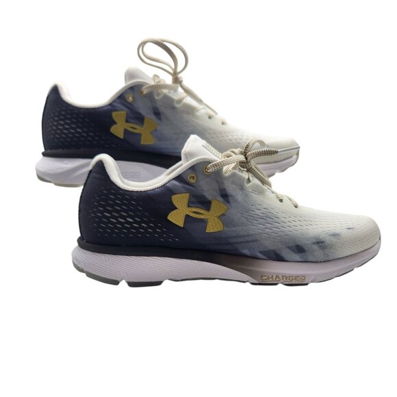 Under Armour Size 8 Charged Patriot White Blue New in Box IRREGULAR - Picture 1 of 8